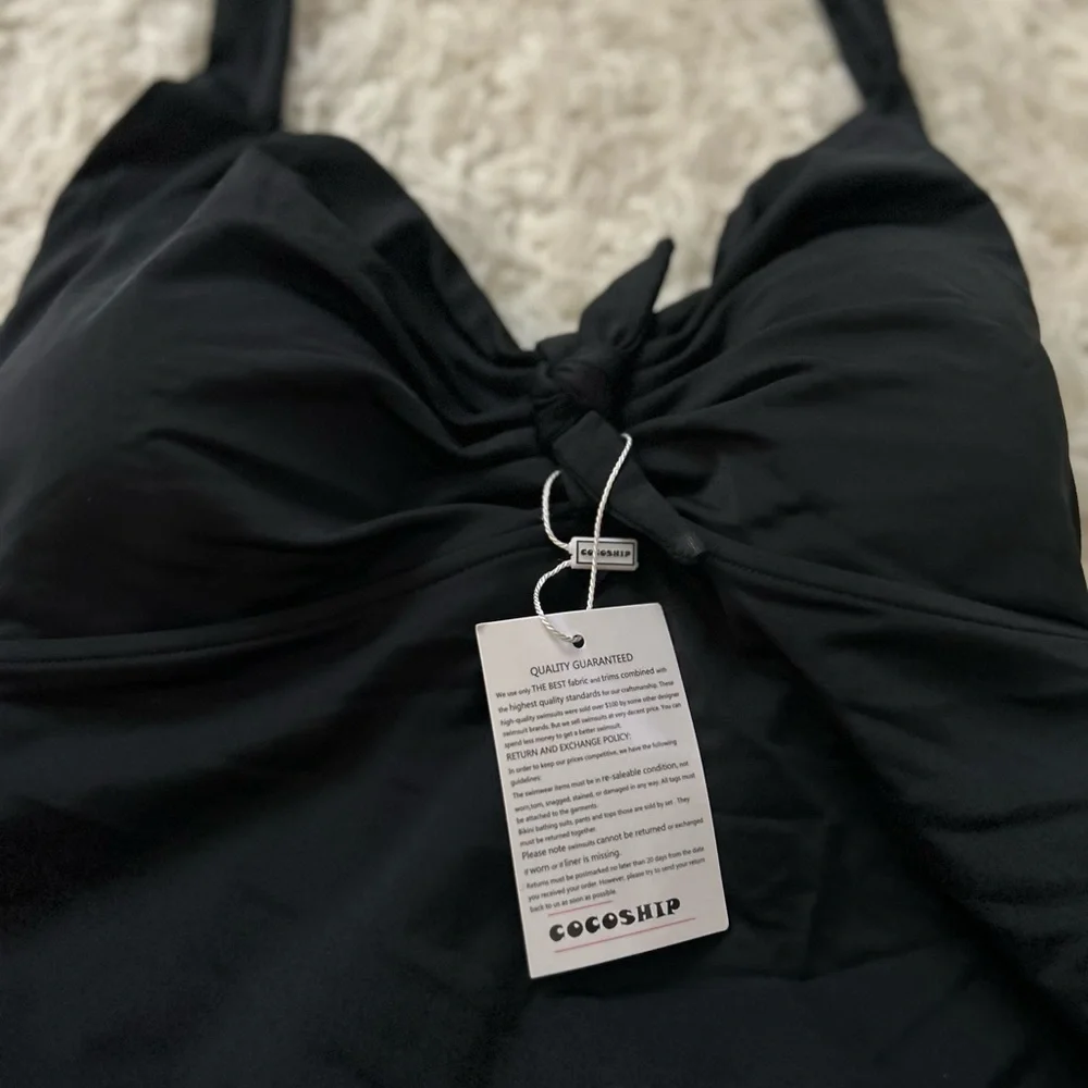 CocoShip 1 Piece Skirted Black Swimsuit Bathing Suit L NWT sk0024